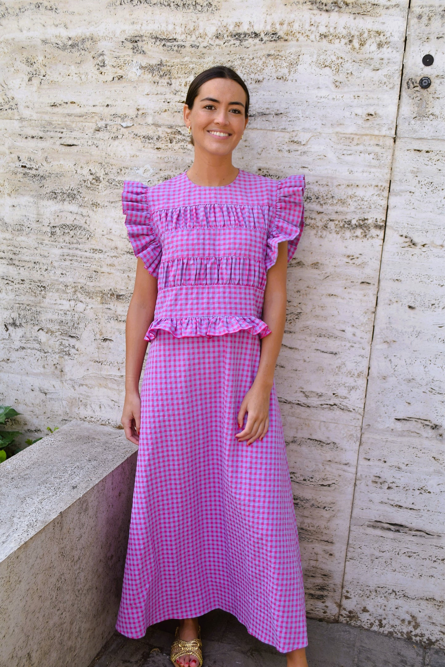 MARCELA DRESS - PINK AND MAUVE VICHY -
