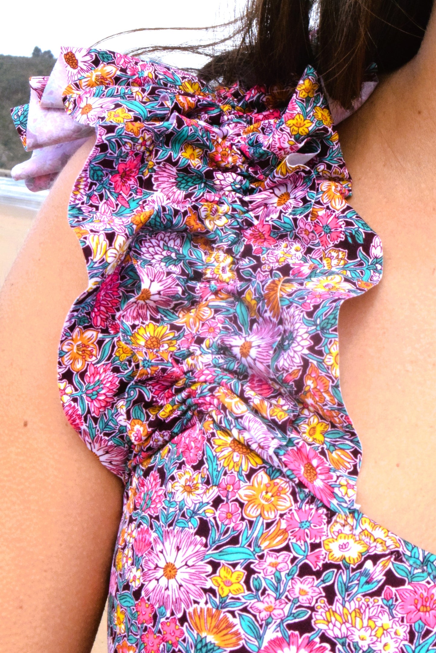 TRAJE DE BAÑO - GENOVEVA - LIBERTY FLORES GRANATE -