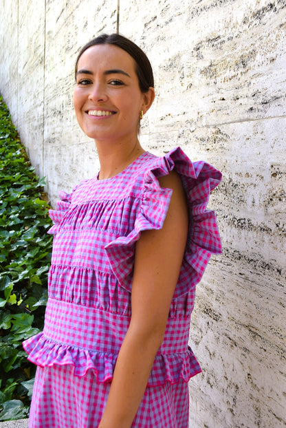 MARCELA DRESS - PINK AND MAUVE VICHY -