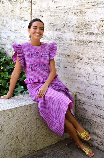 MARCELA DRESS - PINK AND MAUVE VICHY -