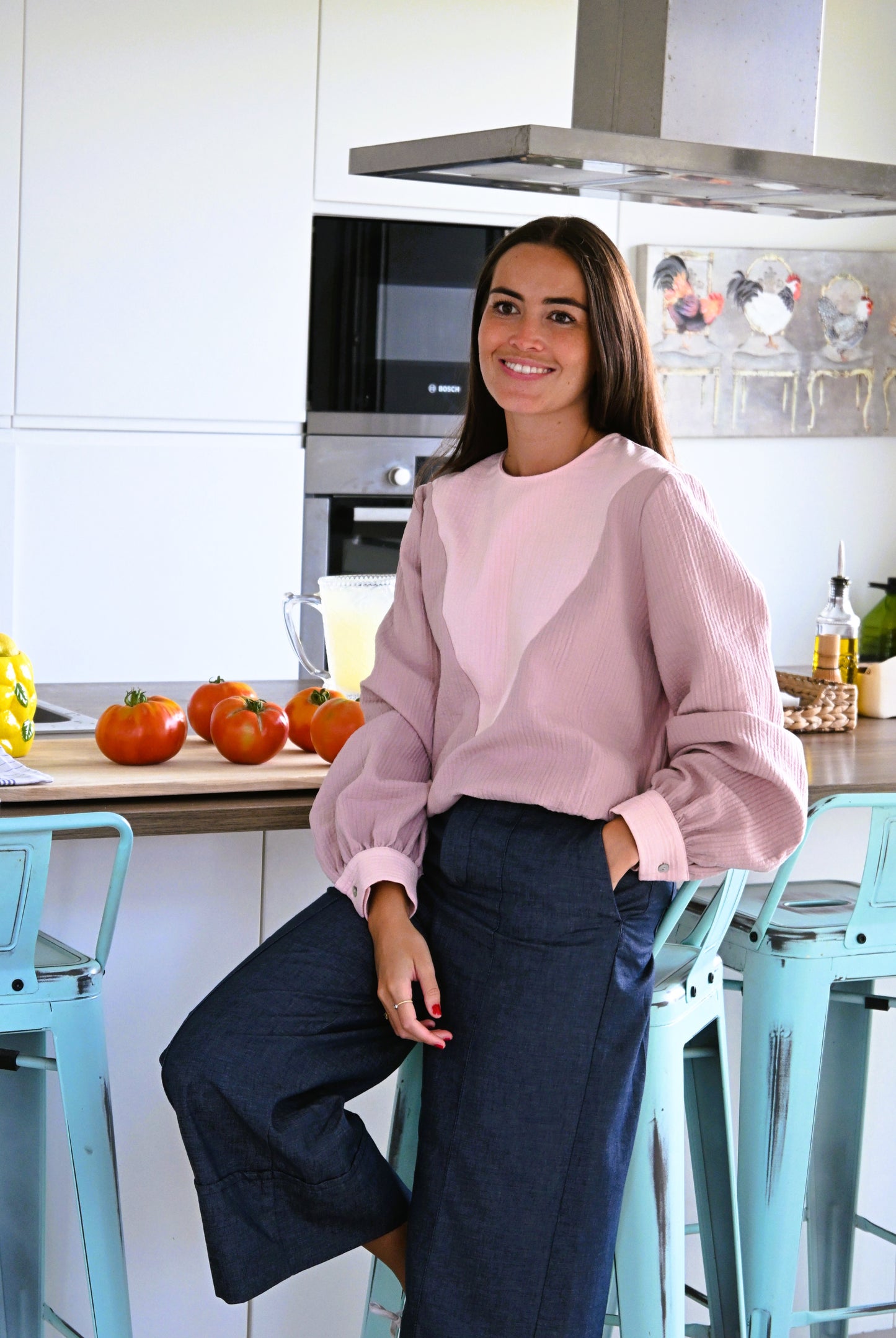 BLUSA CAROLA - TOPO Y ROSA - PREODER 7 SEPTIEMBRE