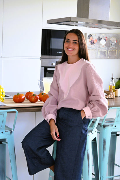 BLUSA CAROLA - TOPO Y ROSA - PREODER 7 SEPTIEMBRE