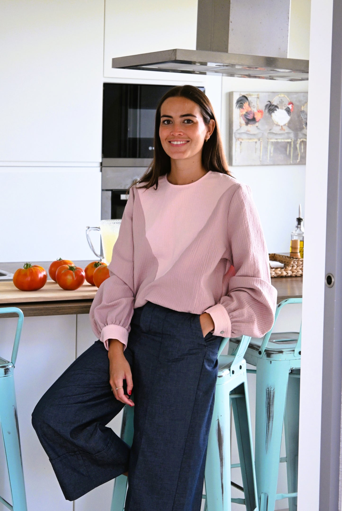 BLUSA CAROLA - TOPO Y ROSA - PREODER 7 SEPTIEMBRE