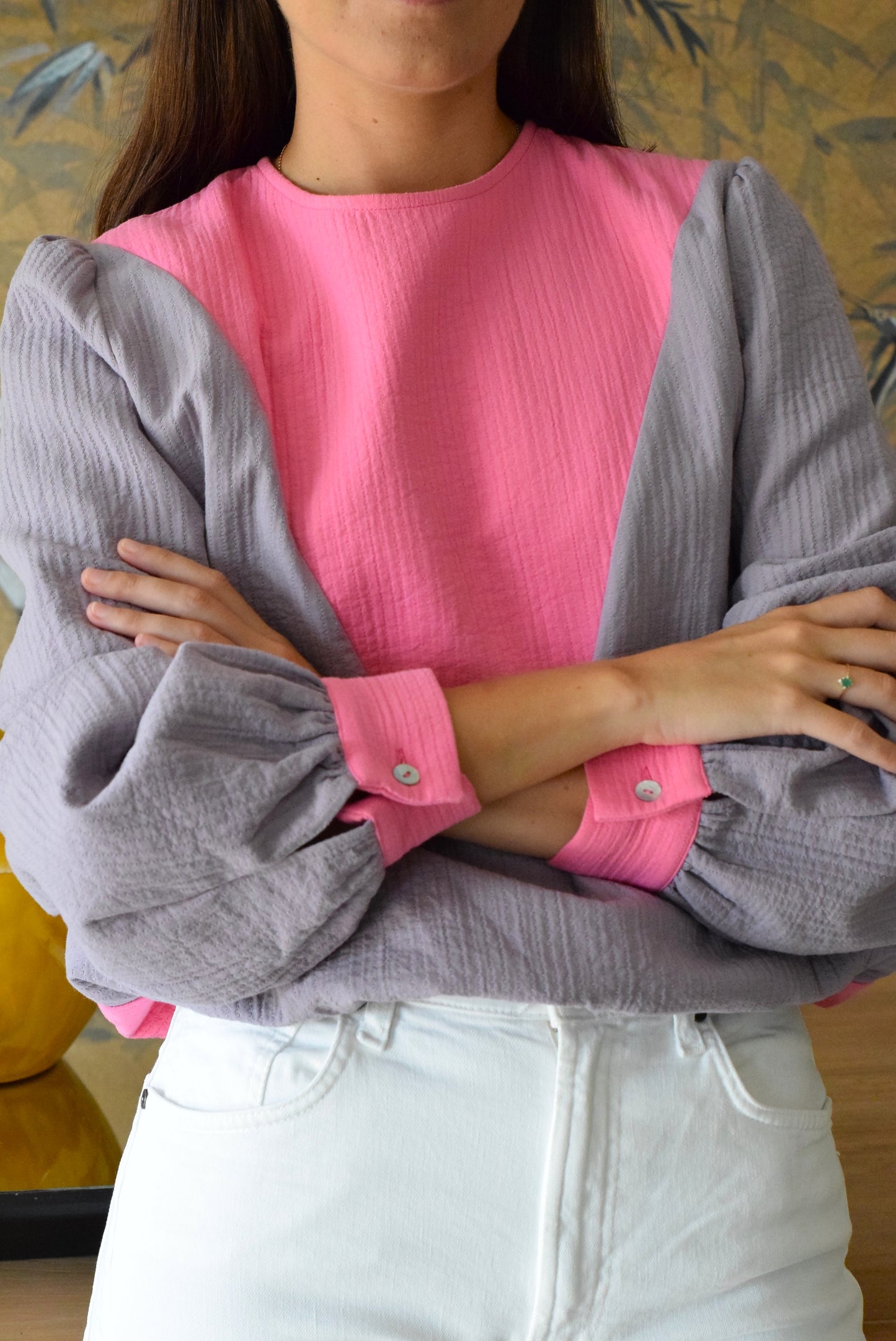 BLUSA CAROLA - MALVA Y ROSA - PREORDER 7 SEPTIEMBRE