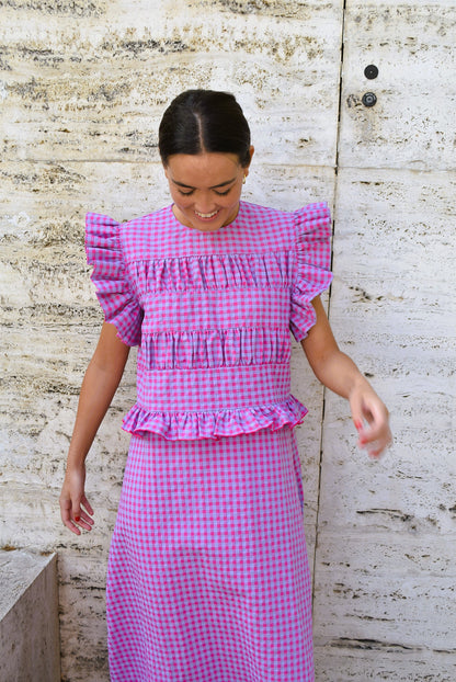 MARCELA DRESS - PINK AND MAUVE VICHY -