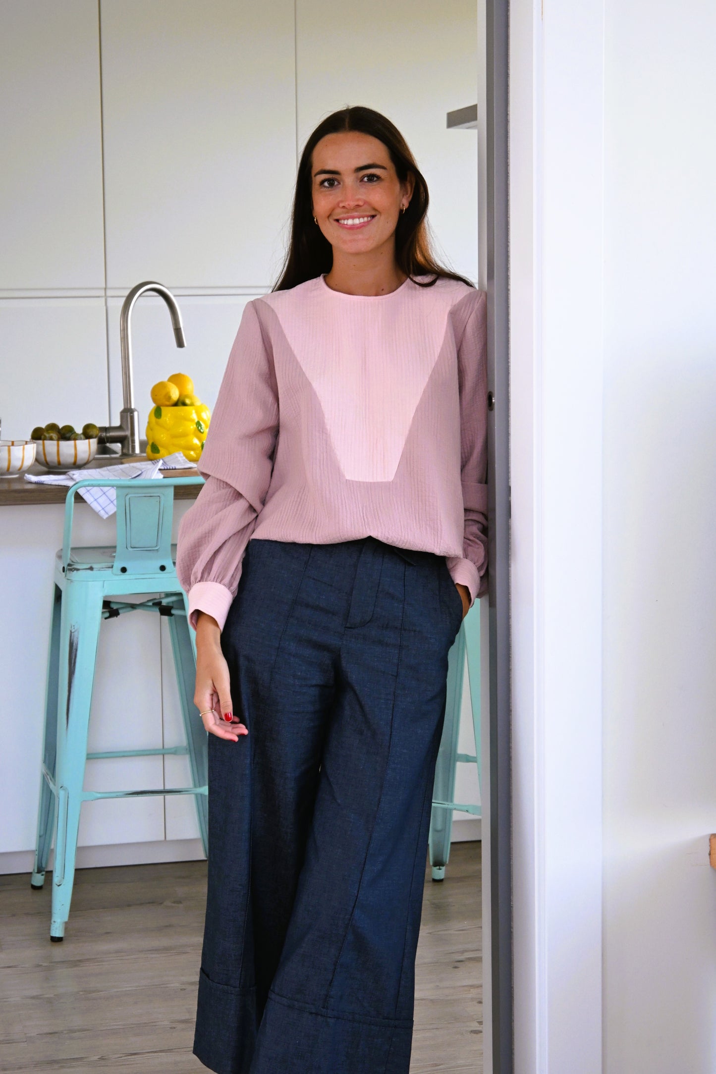 BLUSA CAROLA - TOPO Y ROSA - PREODER 7 SEPTIEMBRE