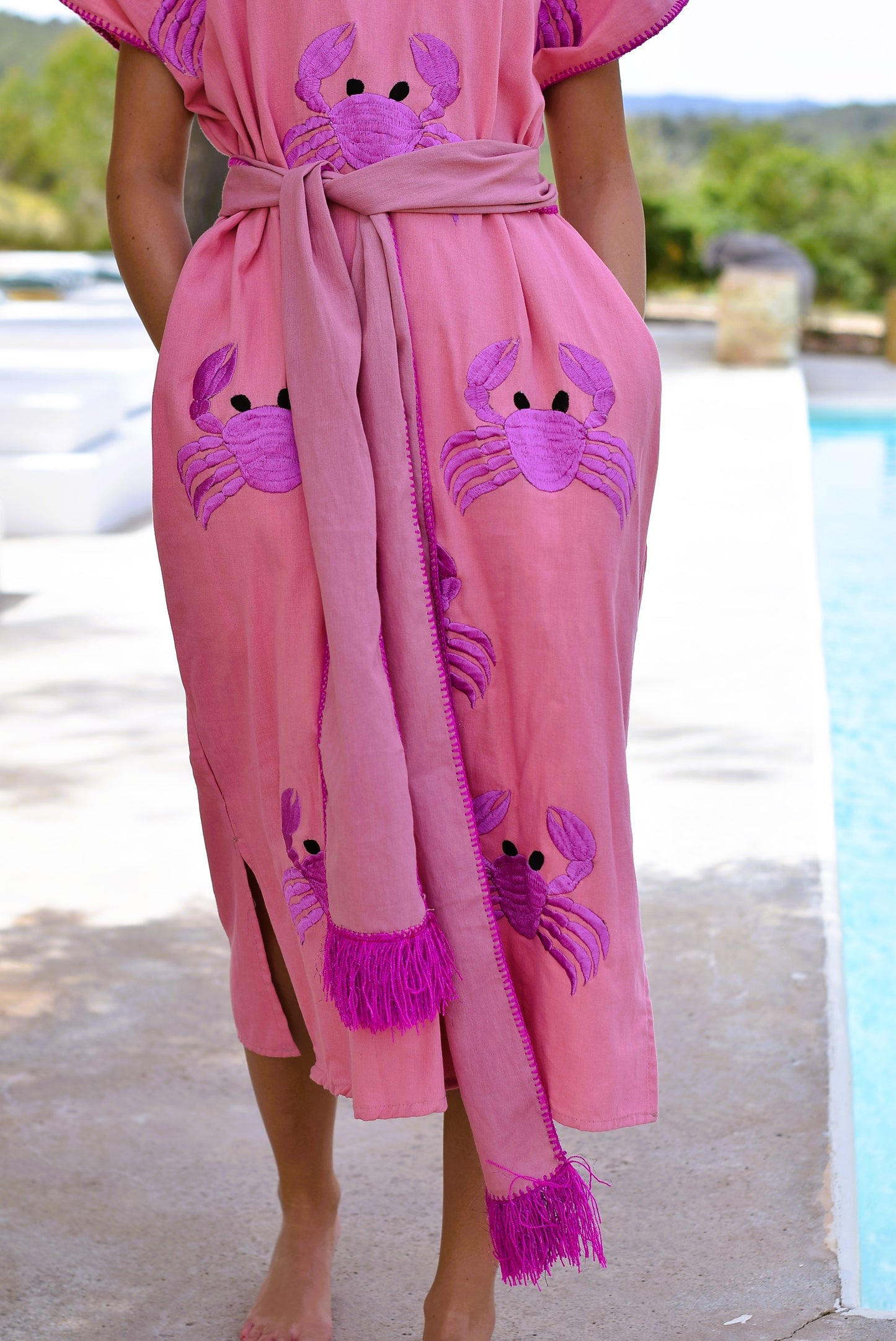 VESTIDO HUIPILE CANGREJOS - BORDADO MALVA