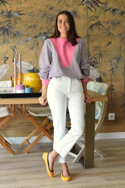 BLUSA CAROLA - MALVA Y ROSA - PREORDER 7 SEPTIEMBRE
