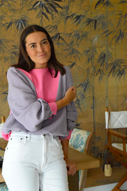BLUSA CAROLA - MALVA Y ROSA - PREORDER 7 SEPTIEMBRE