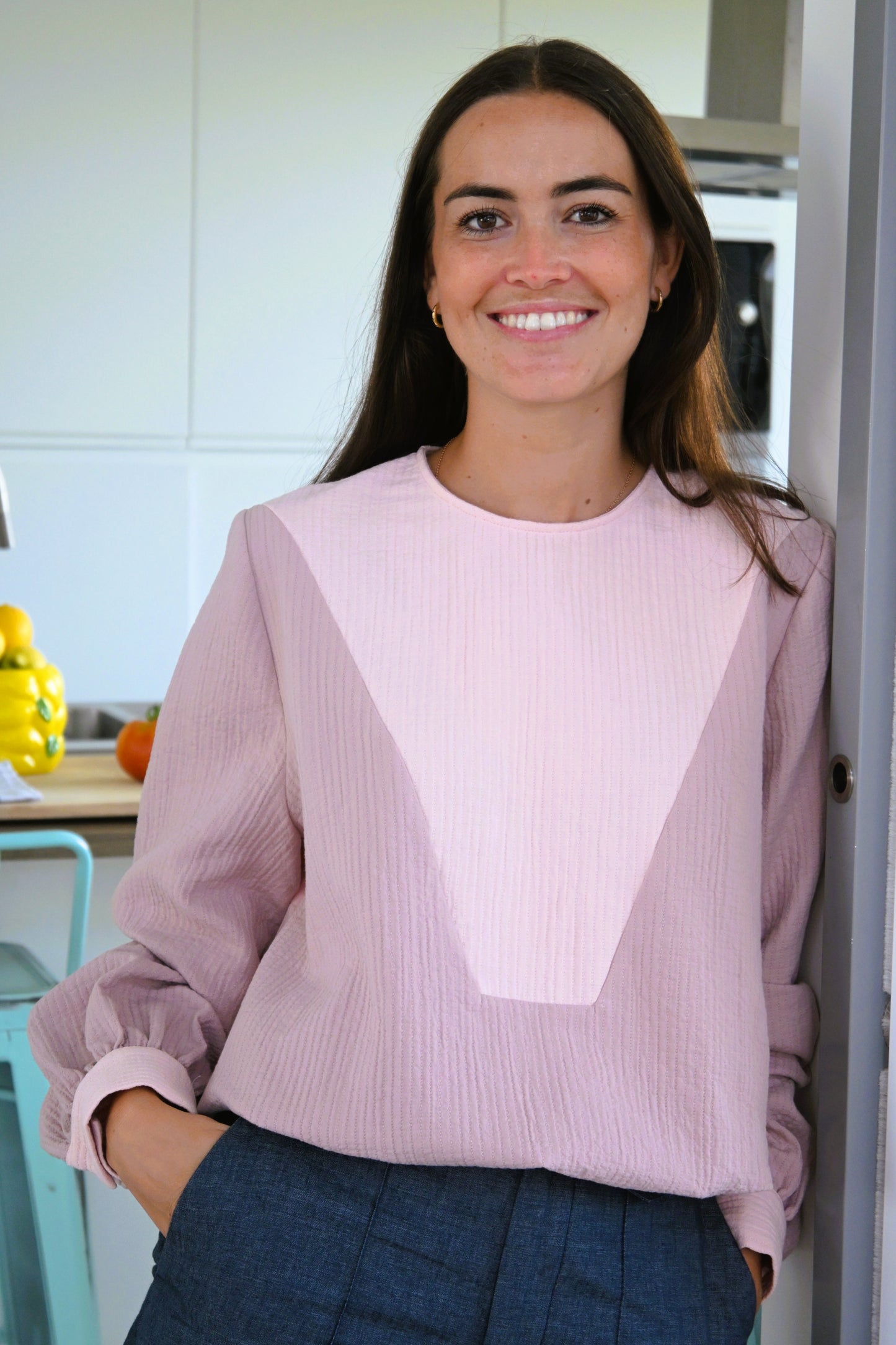 BLUSA CAROLA - TOPO Y ROSA - PREODER 7 SEPTIEMBRE