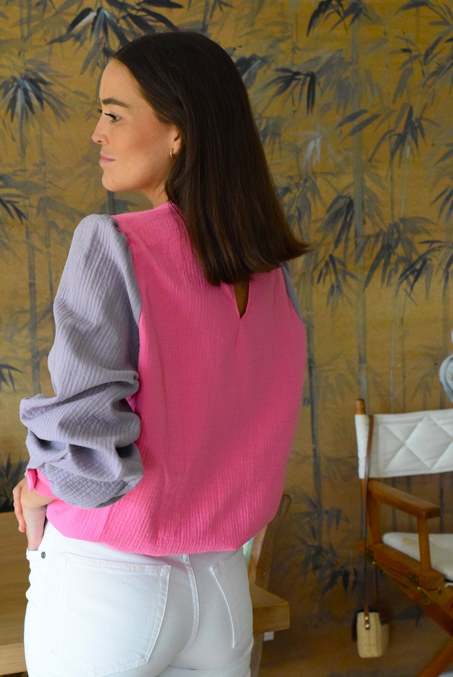 BLUSA CAROLA - MALVA Y ROSA - PREORDER 7 SEPTIEMBRE
