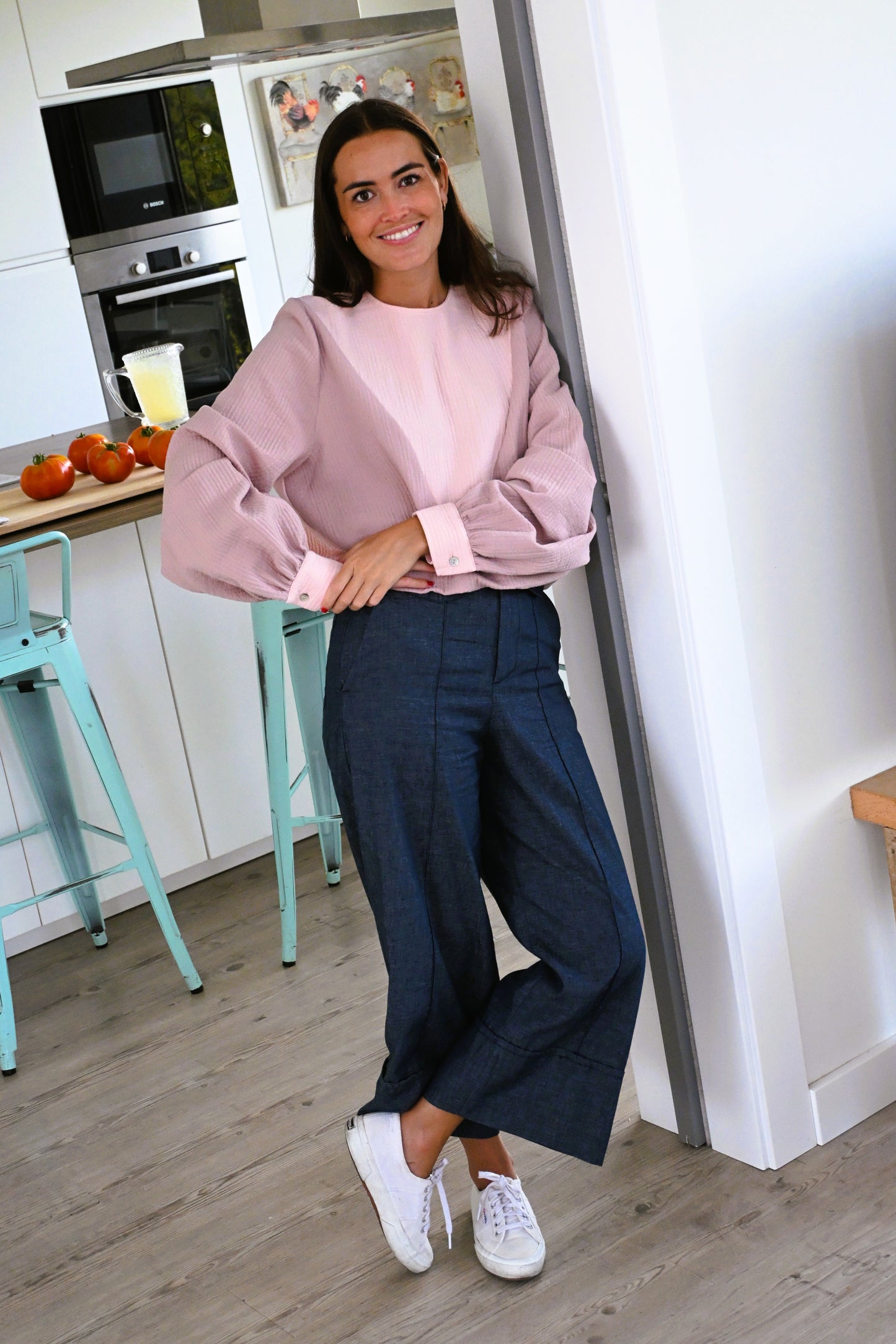 BLUSA CAROLA - TOPO Y ROSA - PREODER 7 SEPTIEMBRE
