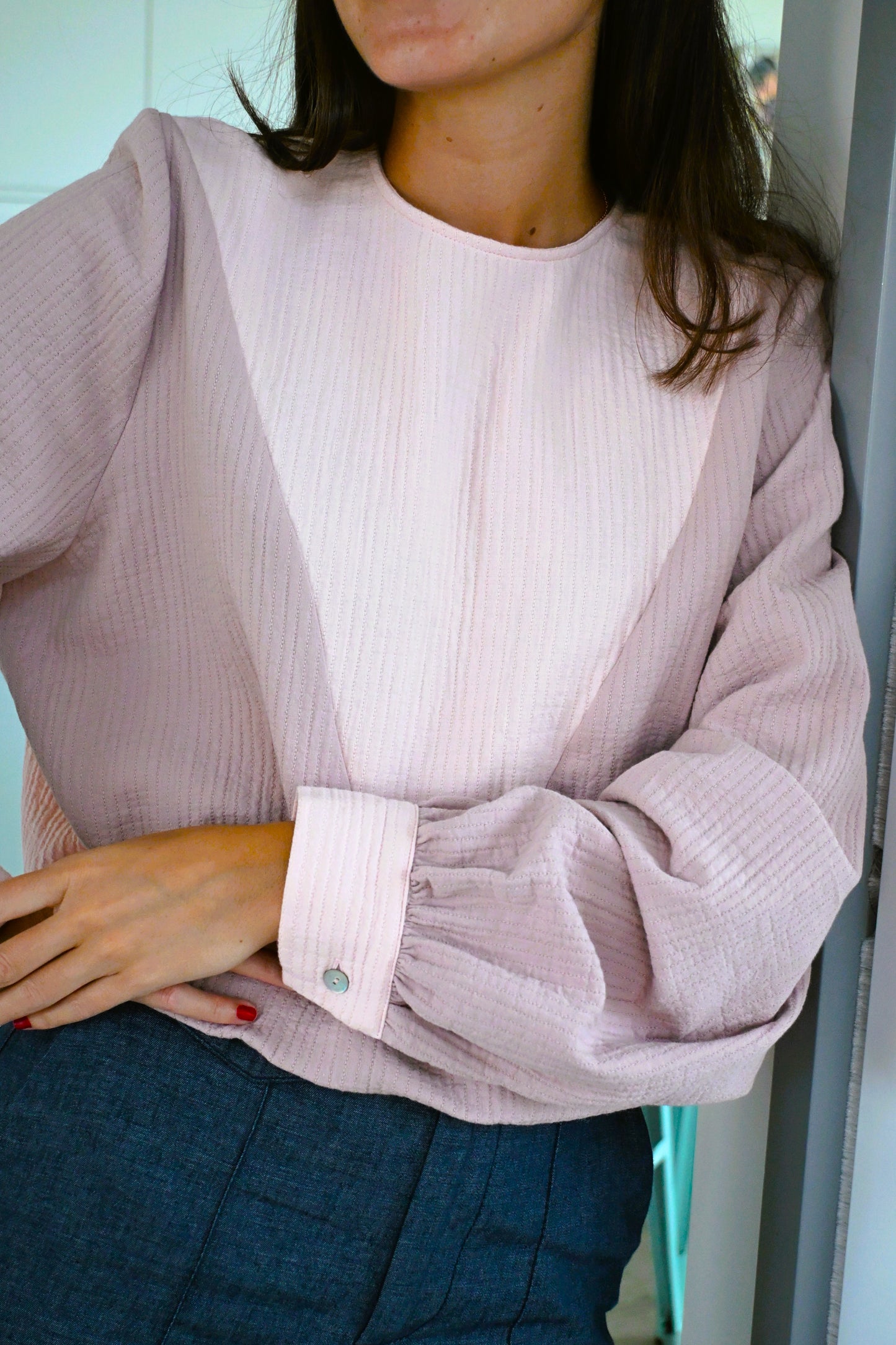 BLUSA CAROLA - TOPO Y ROSA - PREODER 7 SEPTIEMBRE