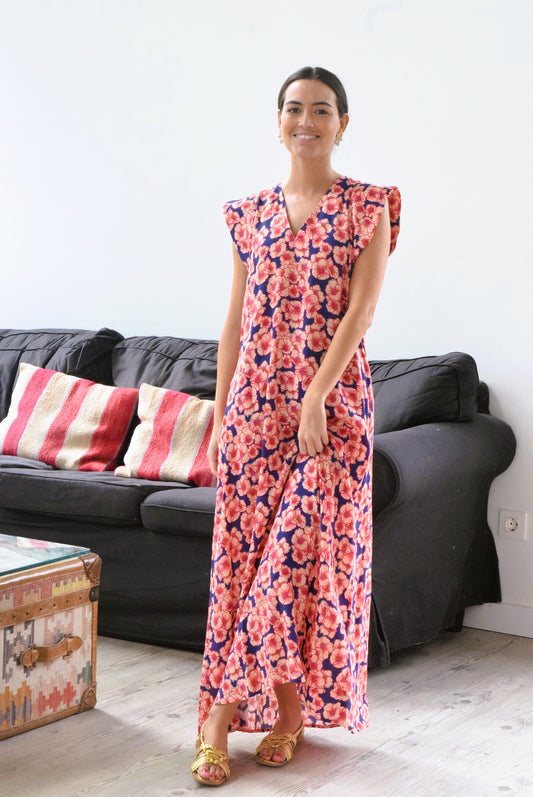 VESTIDO CARLOTA - FLOR FUCSIA -
