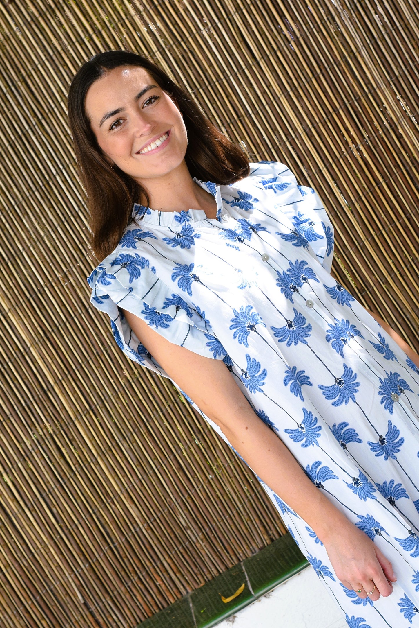 VESTIDO CASILDA - PALMERAS AZUL