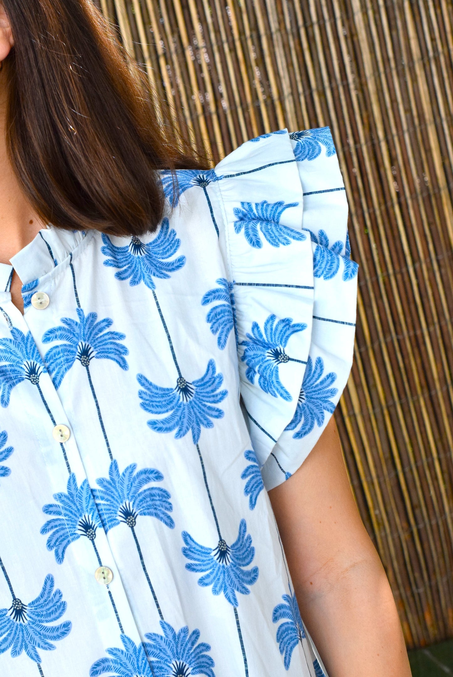 VESTIDO CASILDA - PALMERAS AZUL