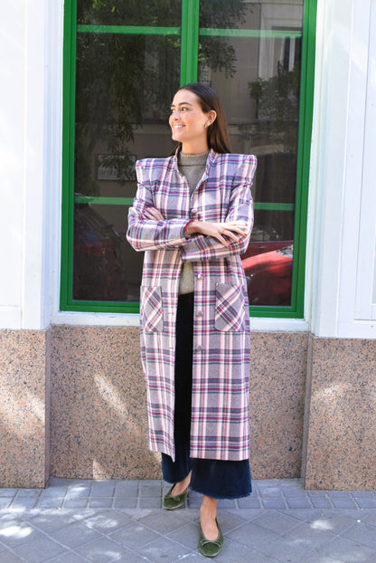 ABRIGO FILIPA - TARTAN ROSA -