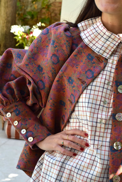 BLUSA HILDA - FLOR SALMÓN - PREORDER 26 NOVIEMBRE