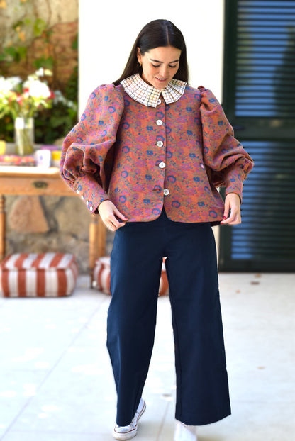 BLUSA HILDA - FLOR SALMÓN - PREORDER 26 NOVIEMBRE