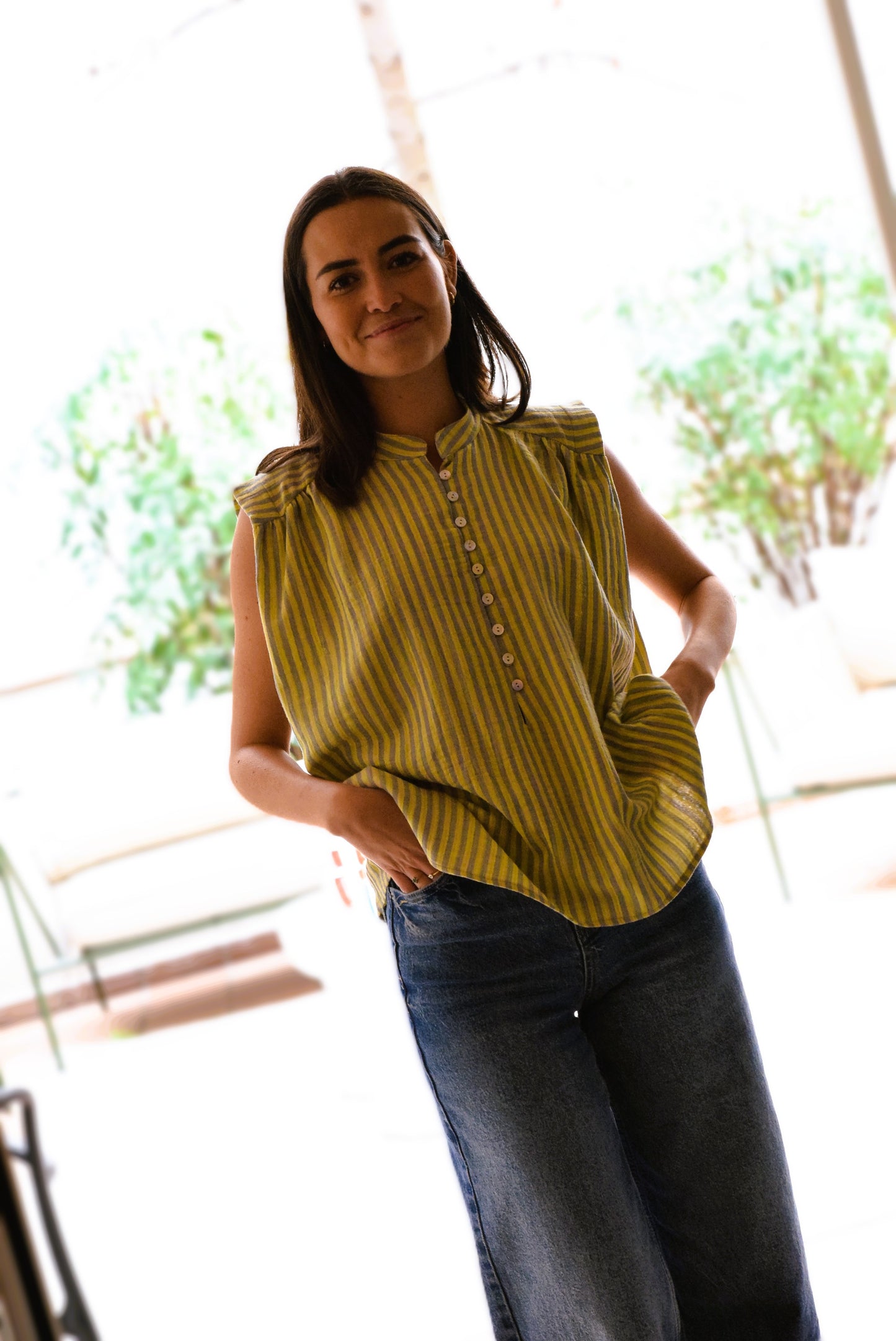 BLUSA ISABELA - RAYAS AMARILLAS