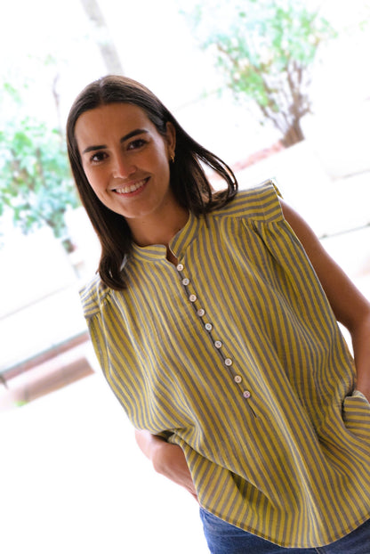 BLUSA ISABELA - RAYAS AMARILLAS
