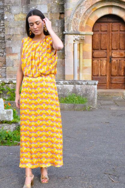 VESTIDO LOLA - FLORES AMARILLAS -