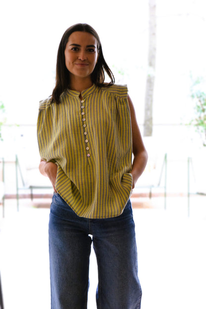 BLUSA ISABELA - RAYAS AMARILLAS