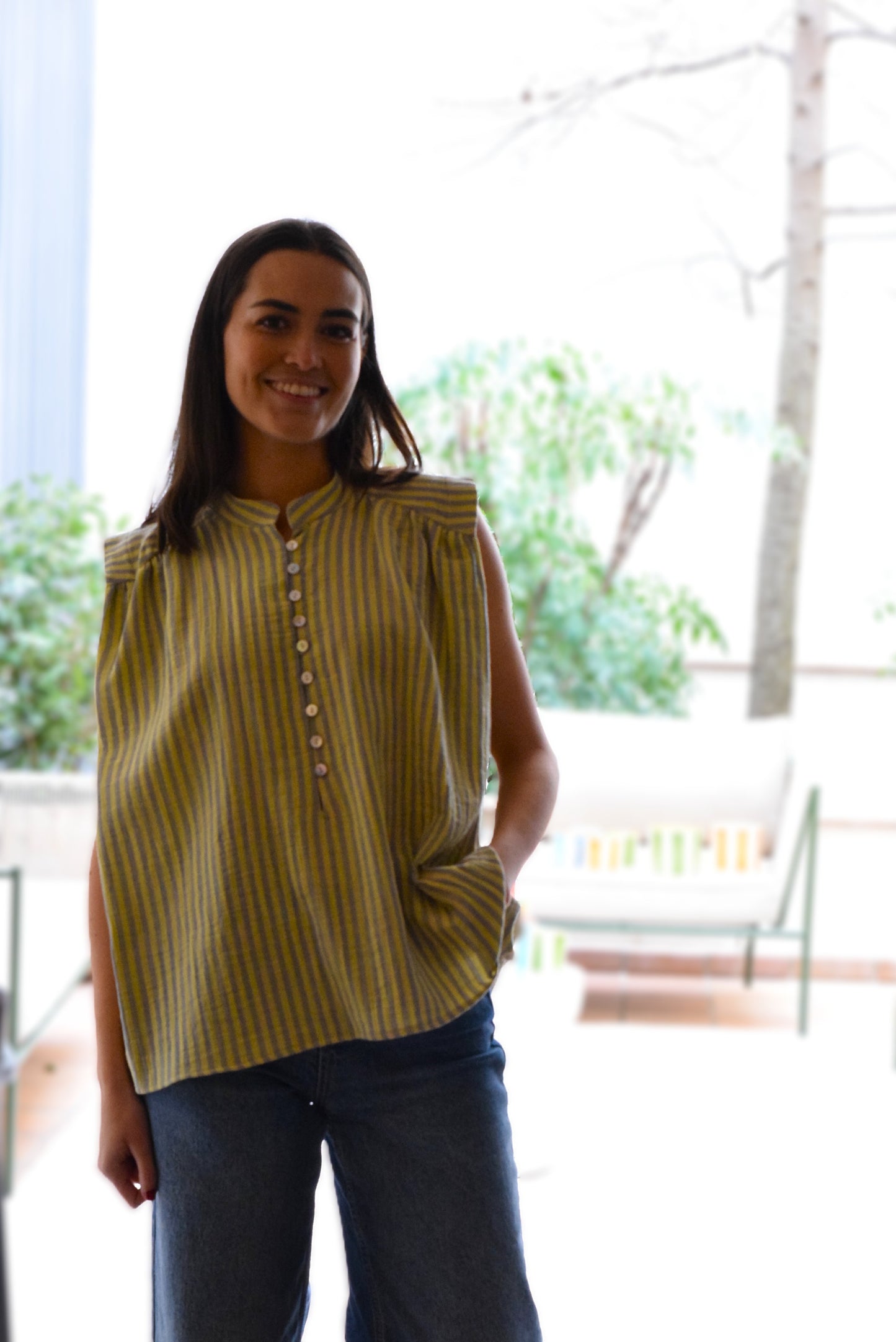 BLUSA ISABELA - RAYAS AMARILLAS