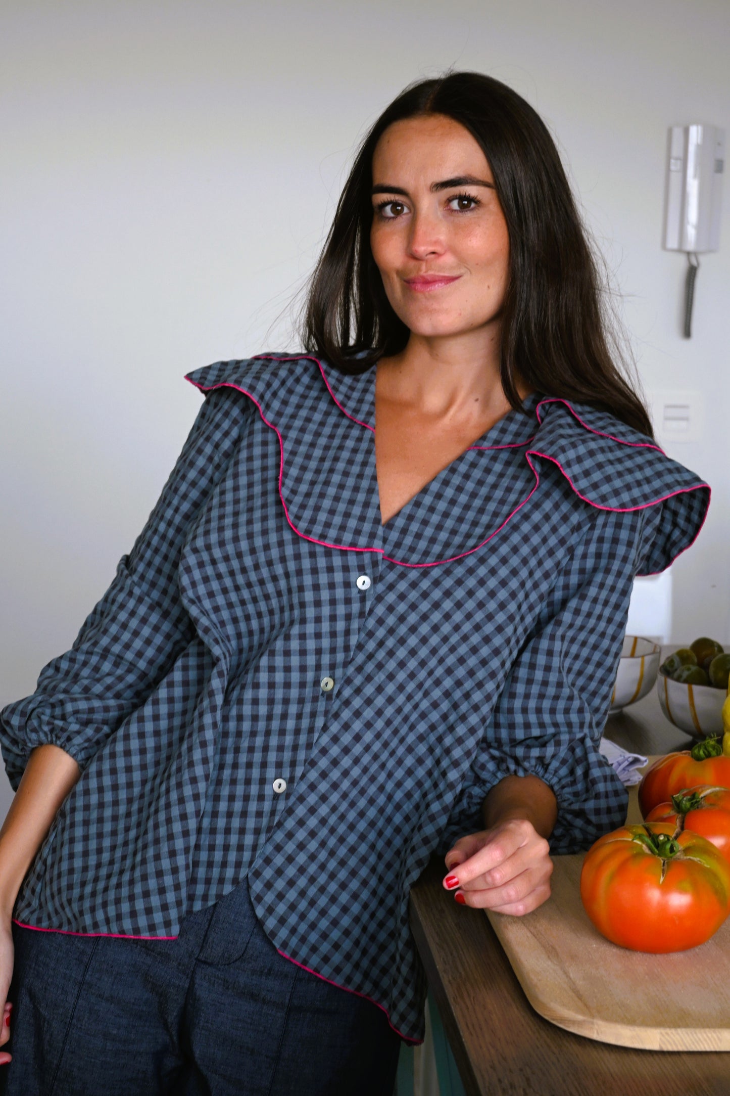 CAMISA MÁXIMA - VICHY AZUL OSCURO