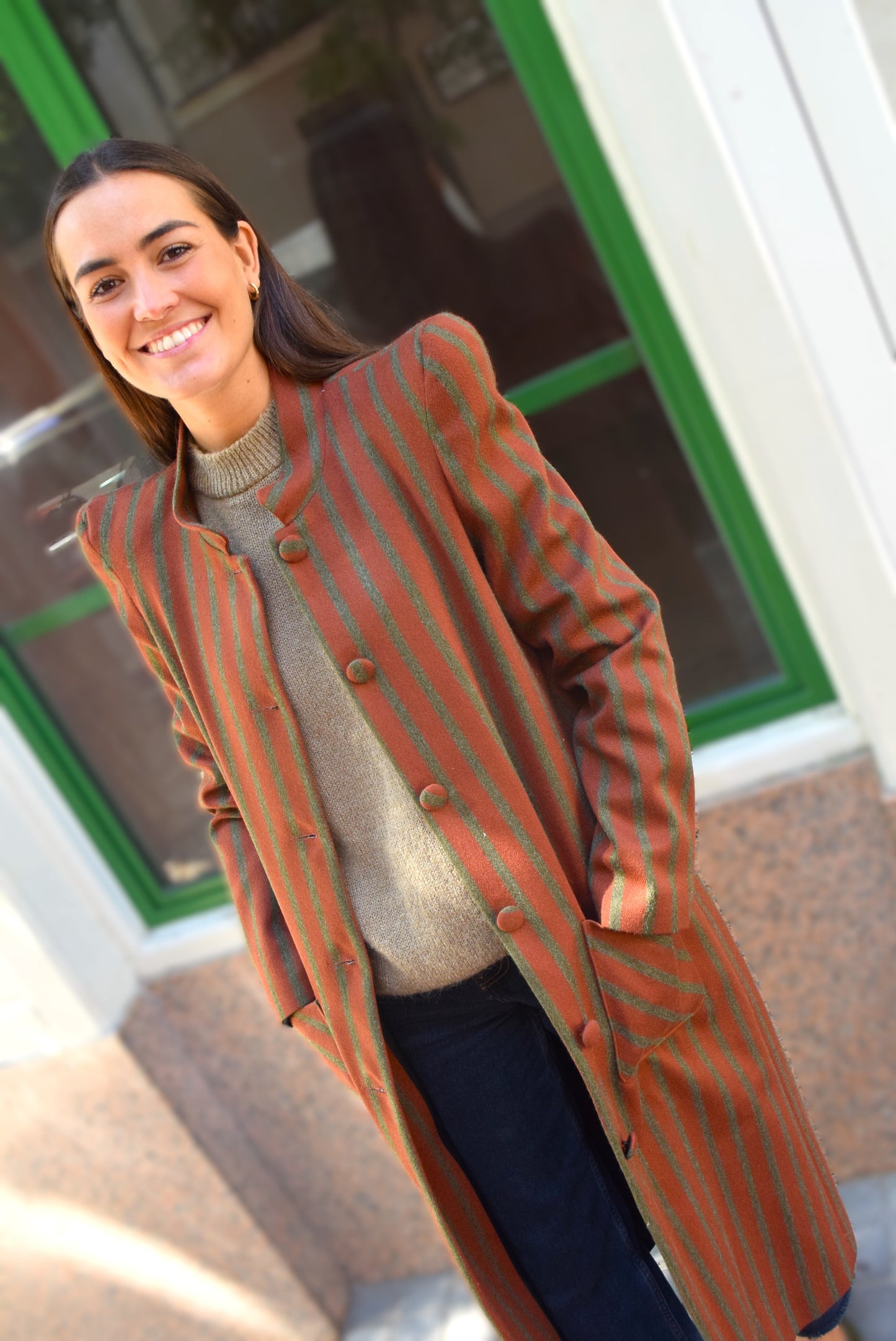 ABRIGO FILIPA - RAYAS MARRÓN - PREORDER 30 OCTUBRE