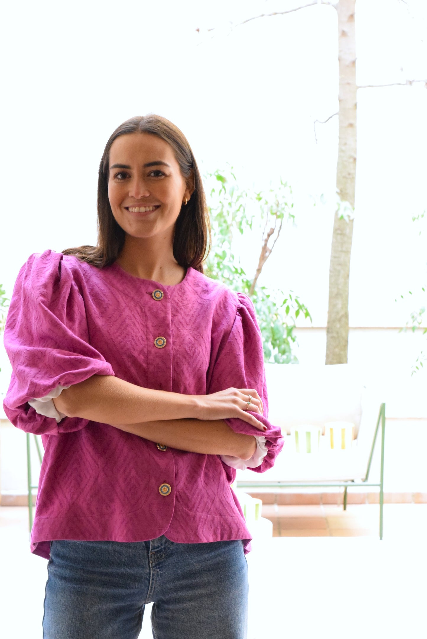 BLUSA HILDA - LINO FUCSIA