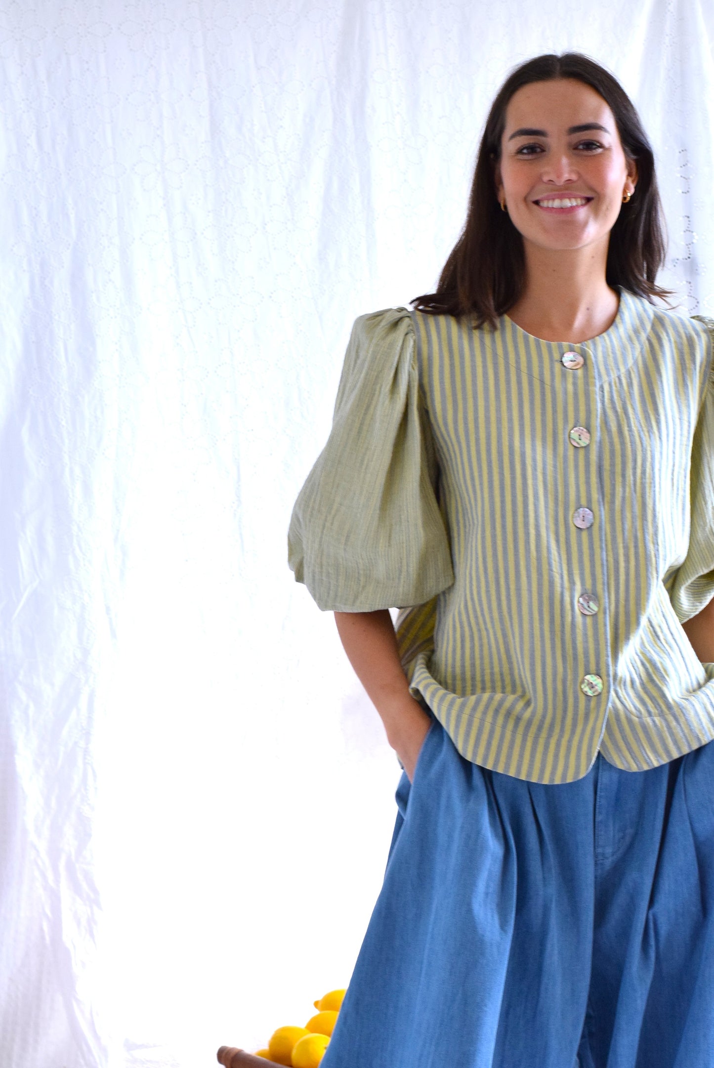 BLUSA HILDA - RAYAS AMARILLAS -