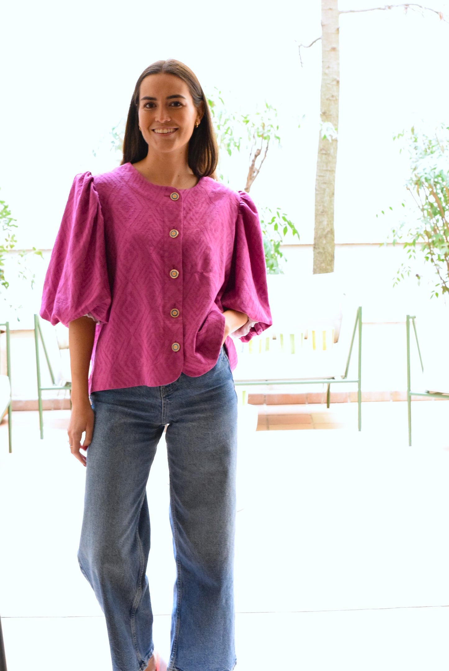 BLUSA HILDA - LINO FUCSIA