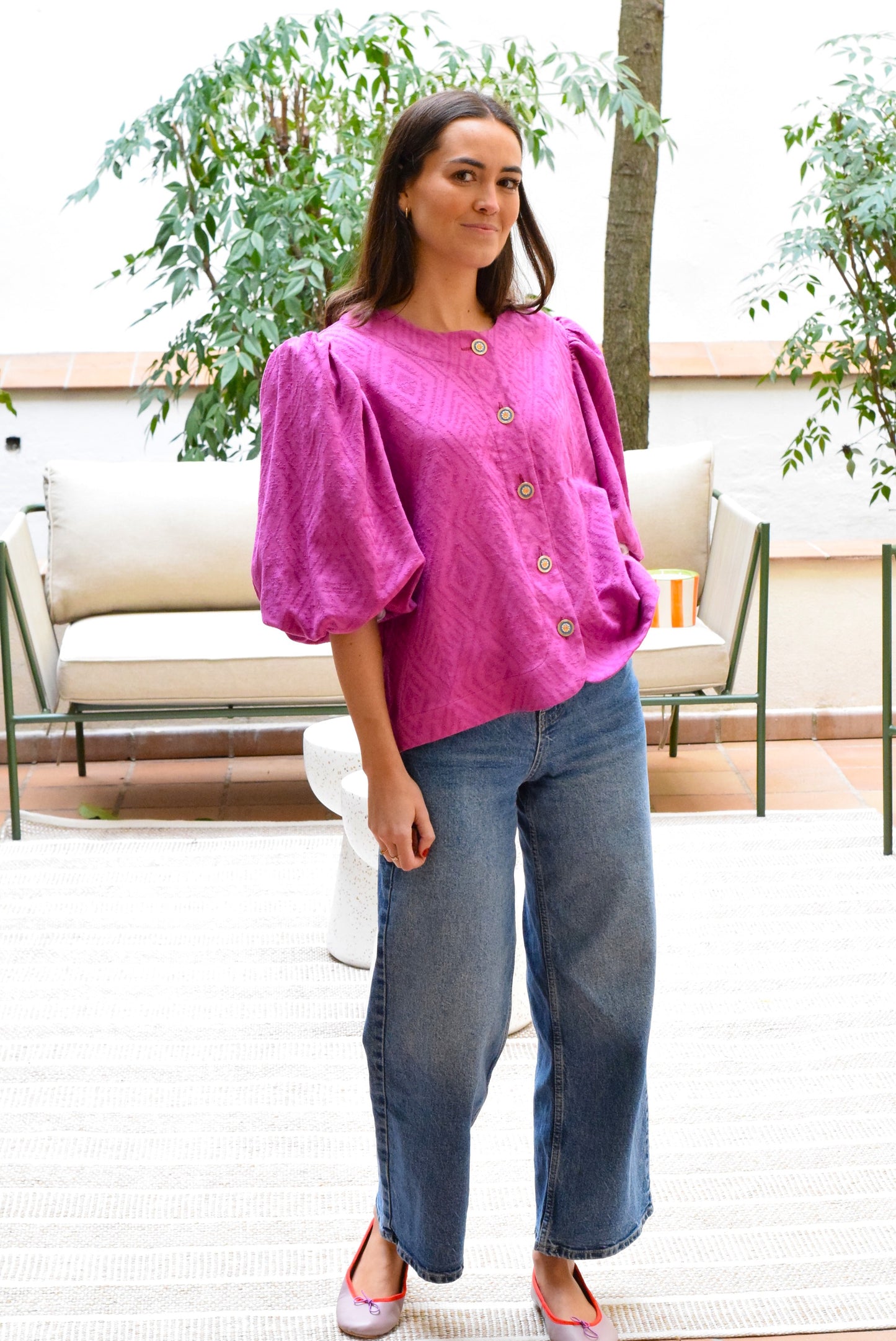 BLUSA HILDA - LINO FUCSIA