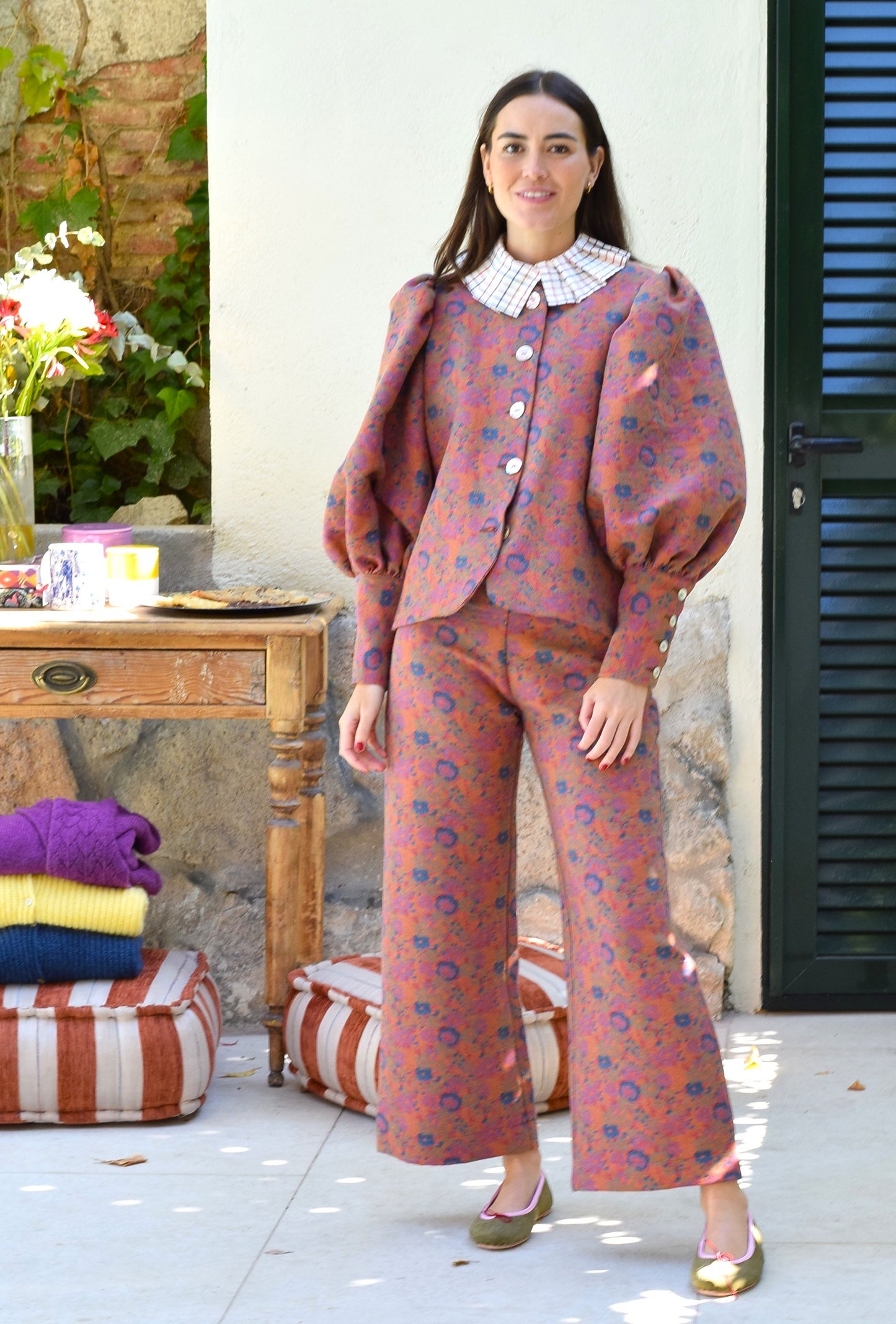 BLUSA HILDA - FLOR SALMÓN - PREORDER 26 NOVIEMBRE