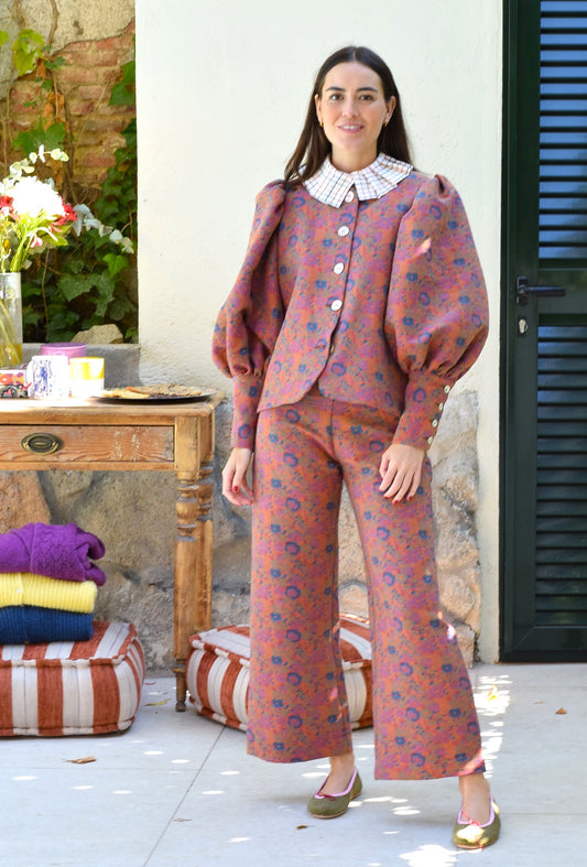 BLUSA HILDA - FLOR SALMÓN - PREORDER 26 NOVIEMBRE