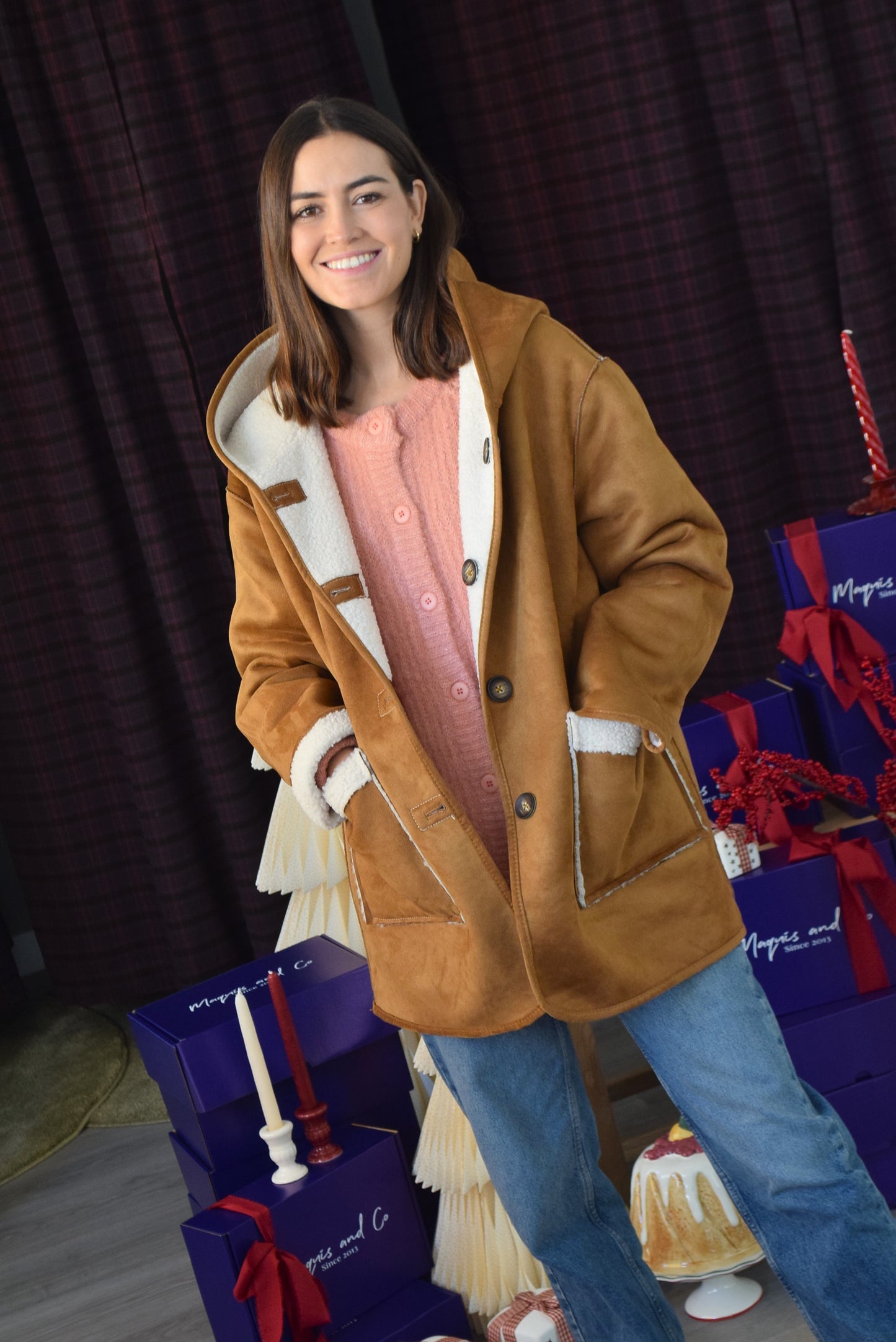 CHAQUETÓN ALEJANDRA - MARRÓN Y BORREGUITO