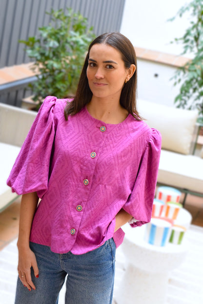 BLUSA HILDA - LINO FUCSIA