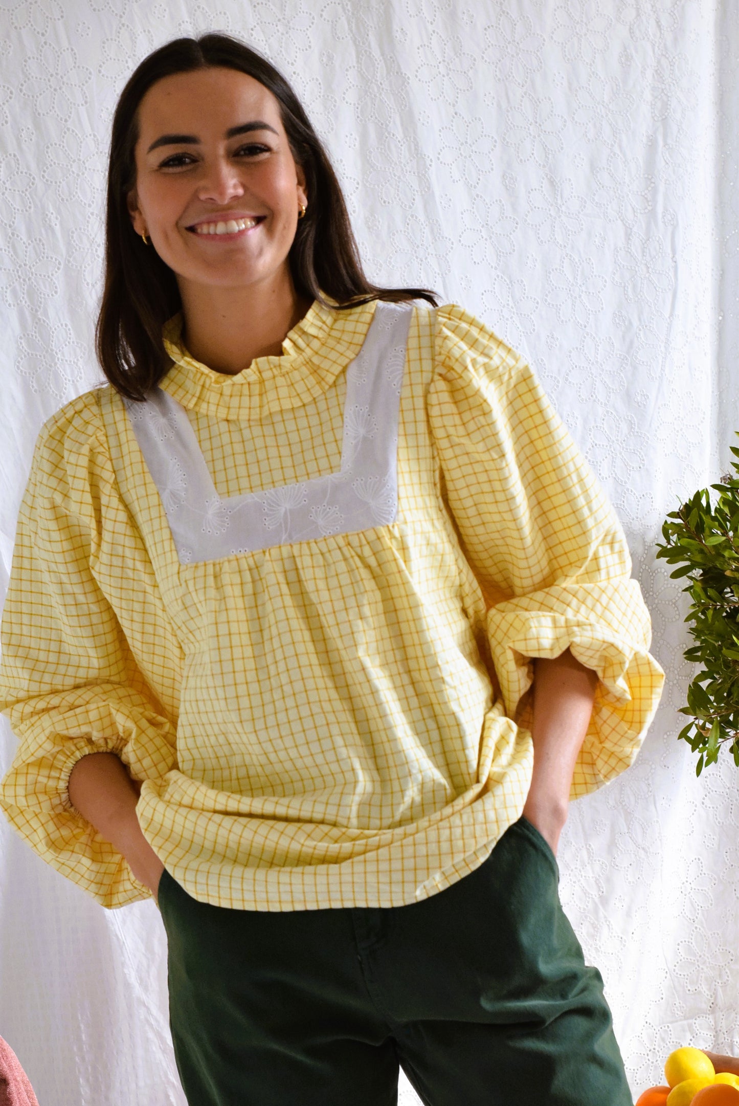 BLUSA CLEMENTINA - CUADRO AMARILLO