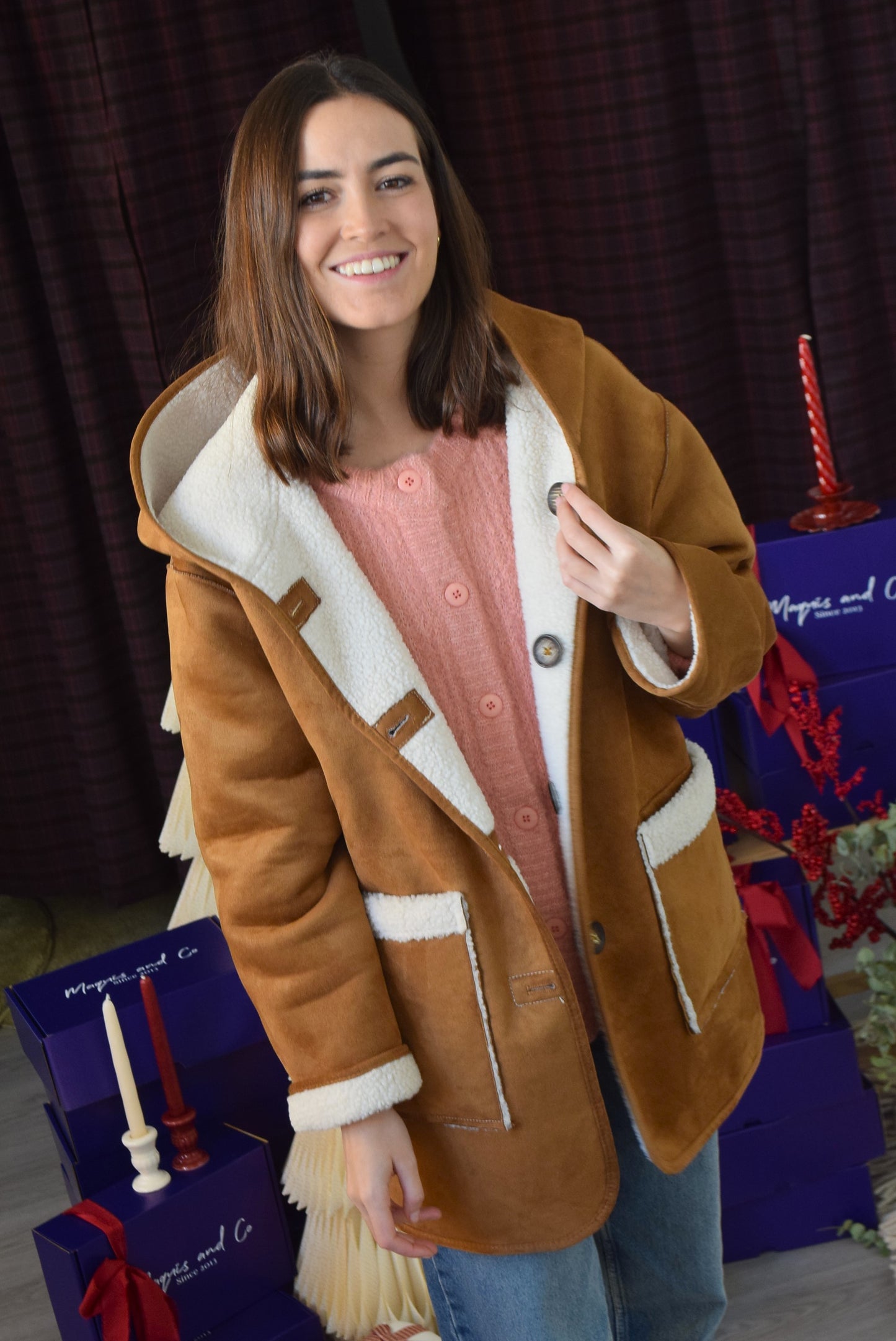 CHAQUETÓN ALEJANDRA - MARRÓN Y BORREGUITO