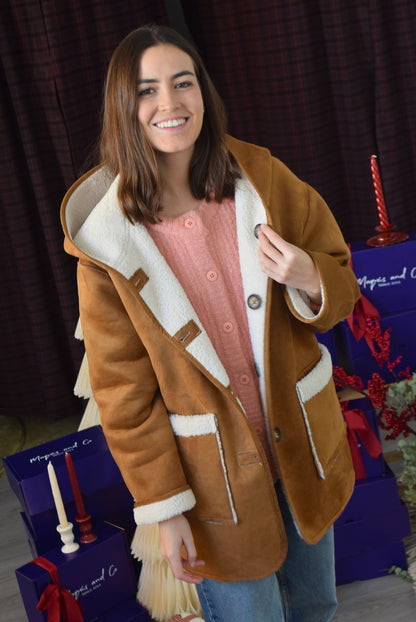 CHAQUETÓN ALEJANDRA - MARRÓN Y BORREGUITO