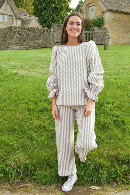 SOL PANTS - GREEN STRIPES -