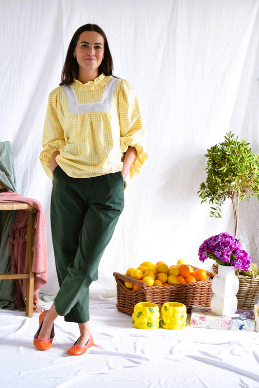 BLUSA CLEMENTINA - CUADRO AMARILLO