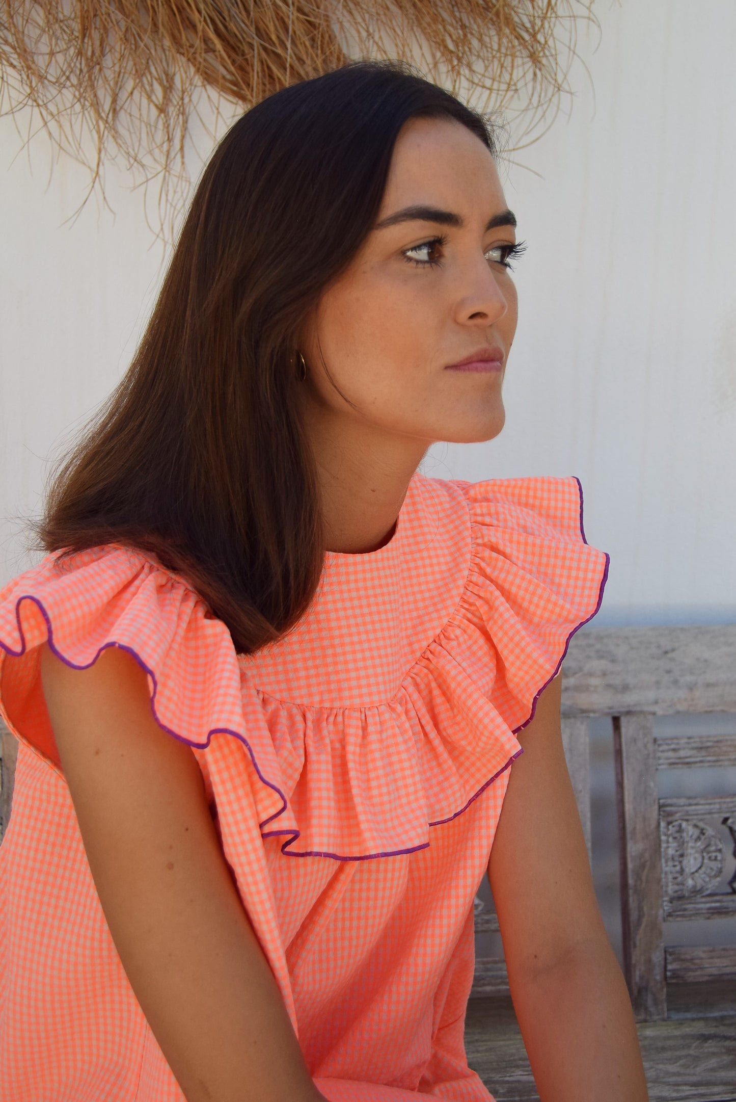 Vestido naranja con volante