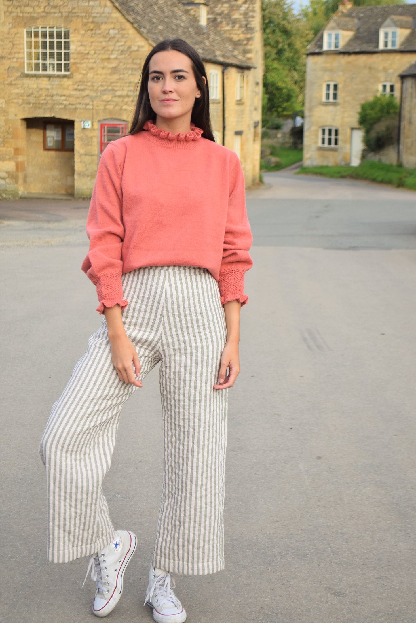 SOL PANTS - GREEN STRIPES -