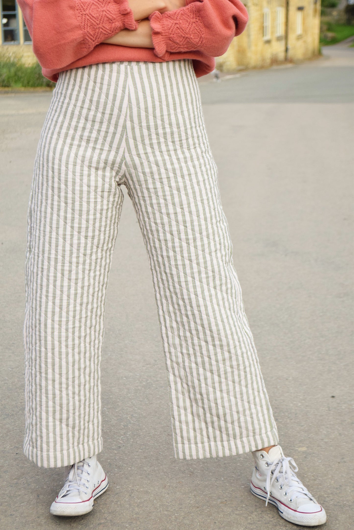 SOL PANTS - GREEN STRIPES -