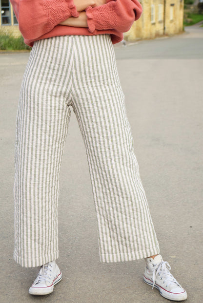 SOL PANTS - GREEN STRIPES -
