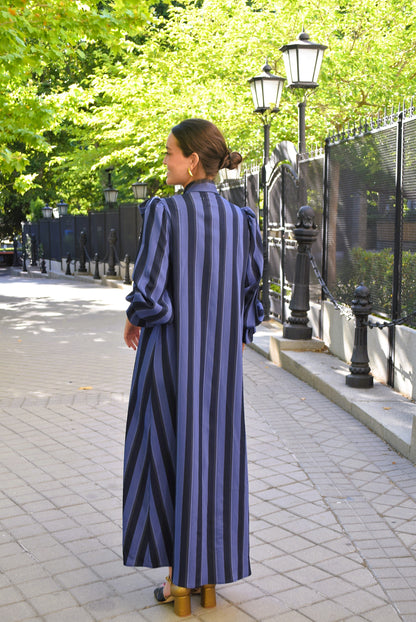 RAFAELA DRESS - BLUE STRIPES -