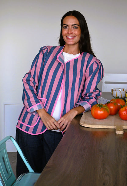 CHAQUETA MACARENA - RAYAS AZUL Y ROSA - PREORDER 3 SEPTIEMBRE
