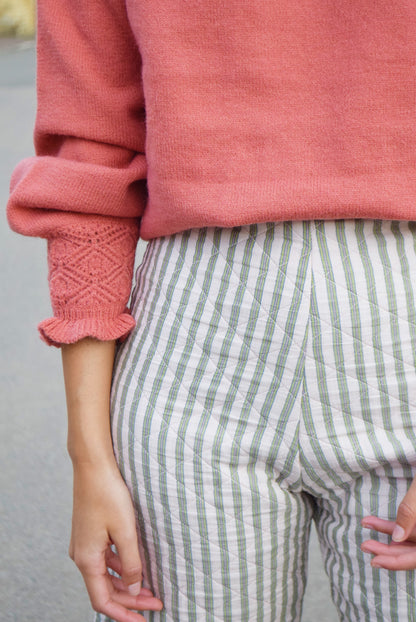SOL PANTS - GREEN STRIPES -
